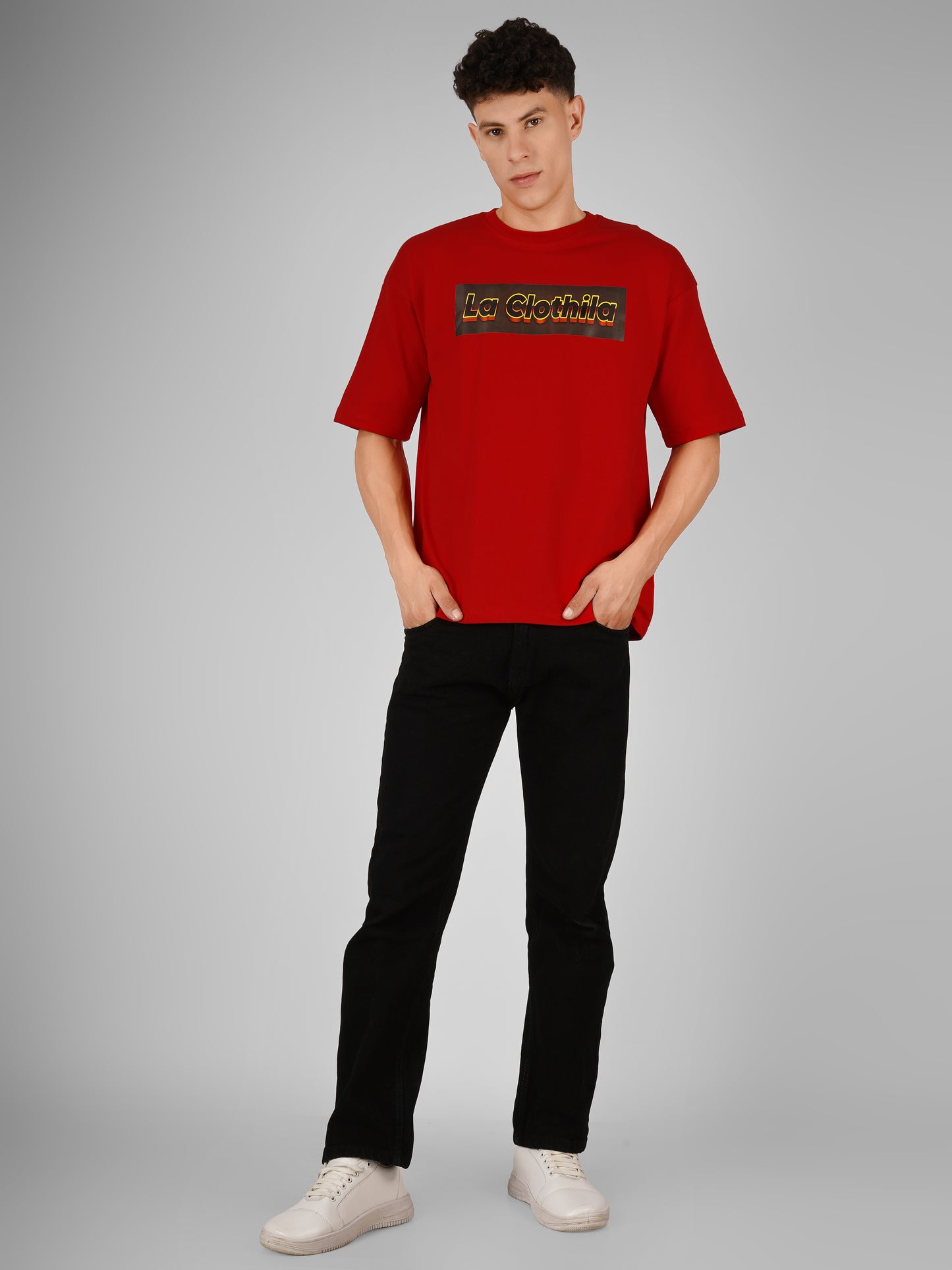 Red Oversized Tee For Men