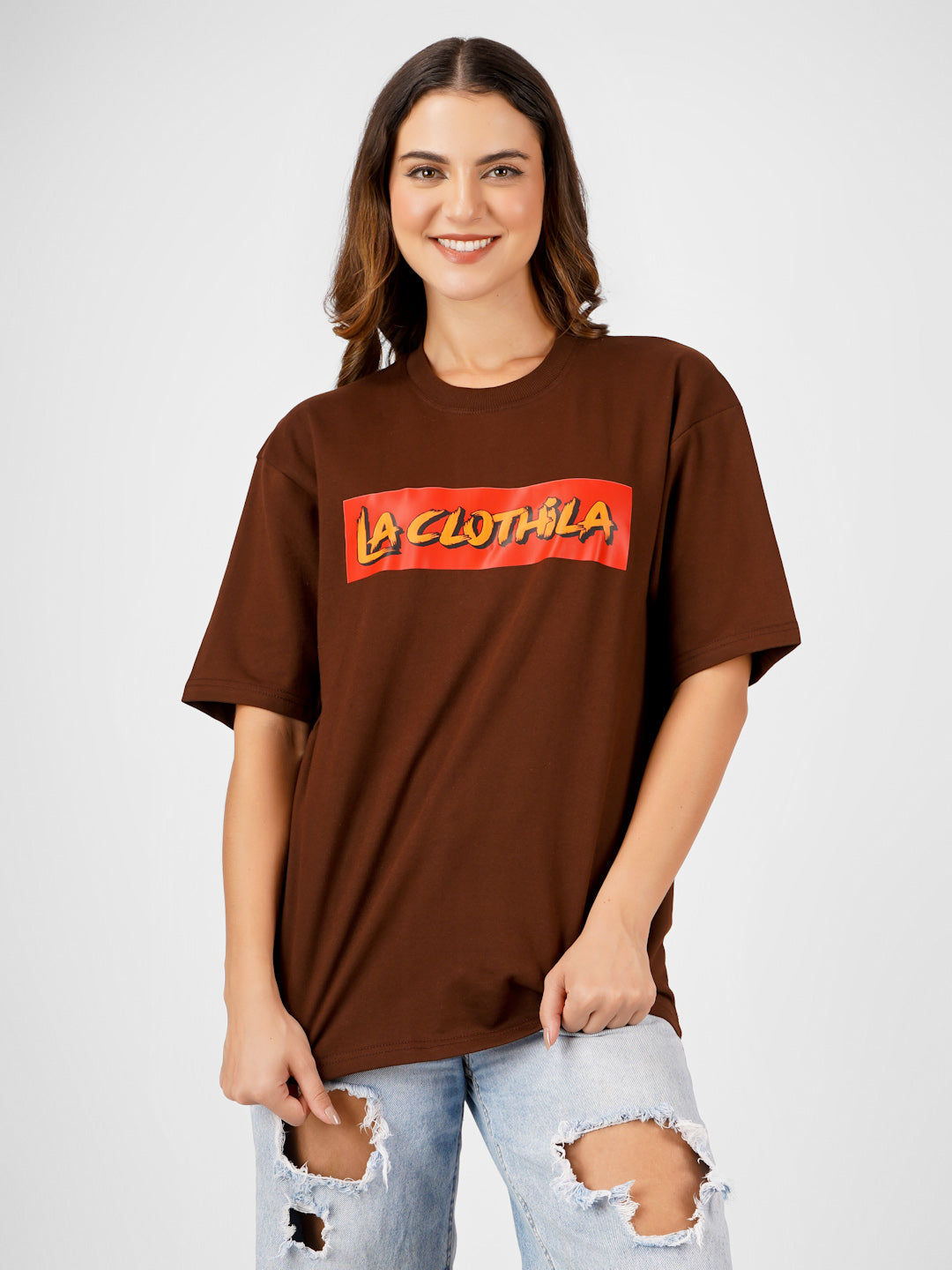 Brown Oversized Tee For Women