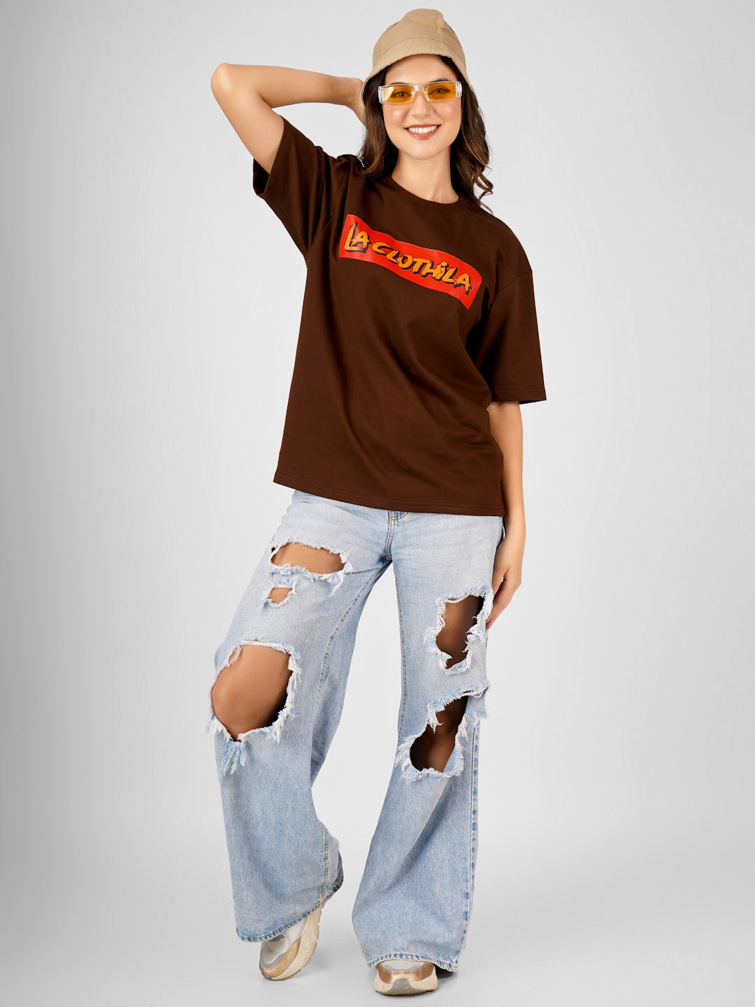 Brown Oversized Tee For Women