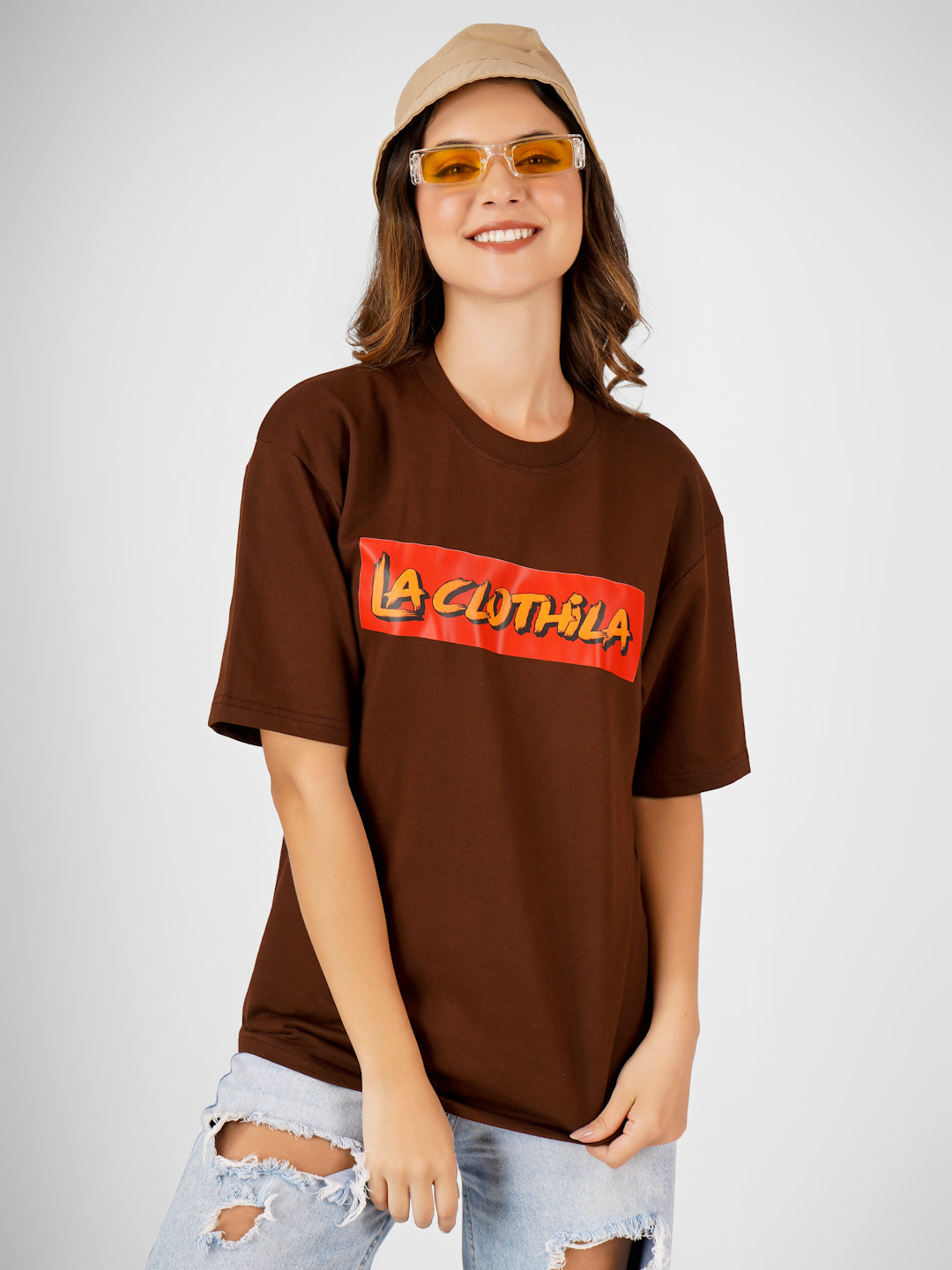 Brown Oversized Tee For Women