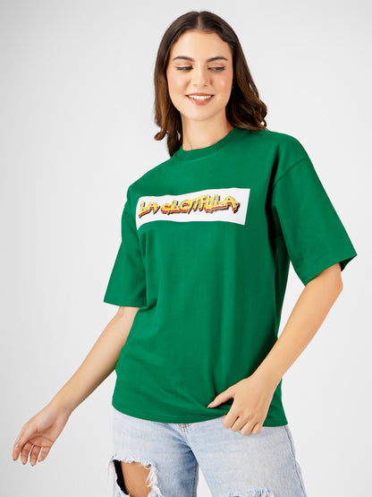 Green Oversized Tee For Women