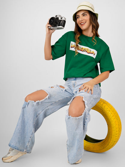 Green Oversized Tee For Women