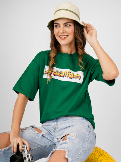 Green Oversized Tee For Women