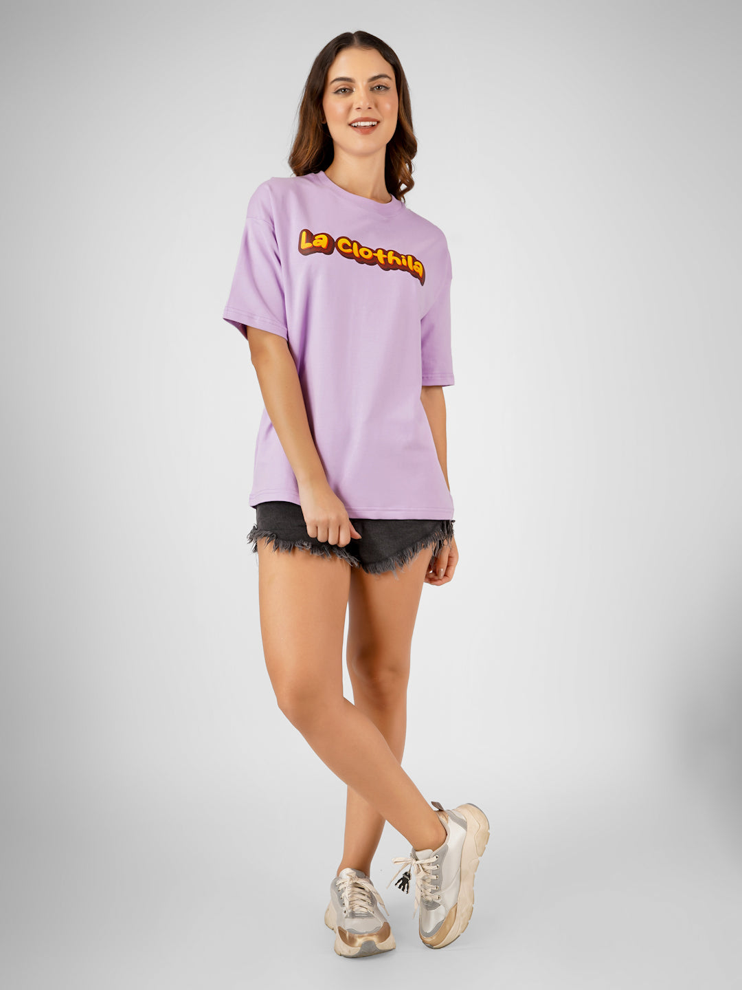 Purple Oversized Tee For Women