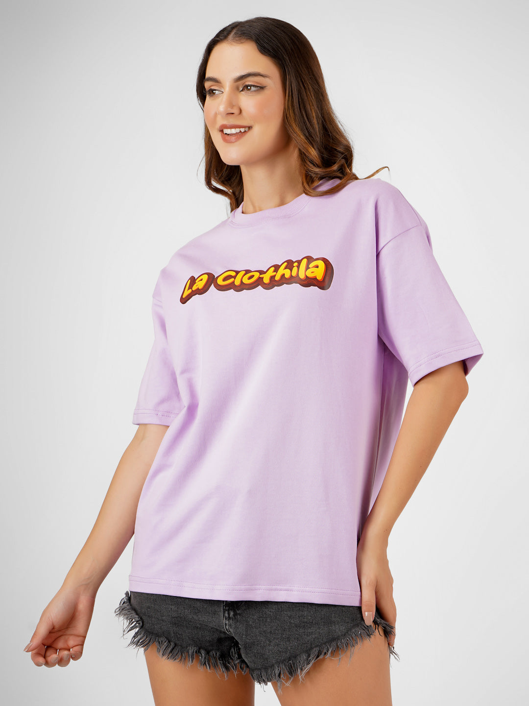 Purple Oversized Tee For Women