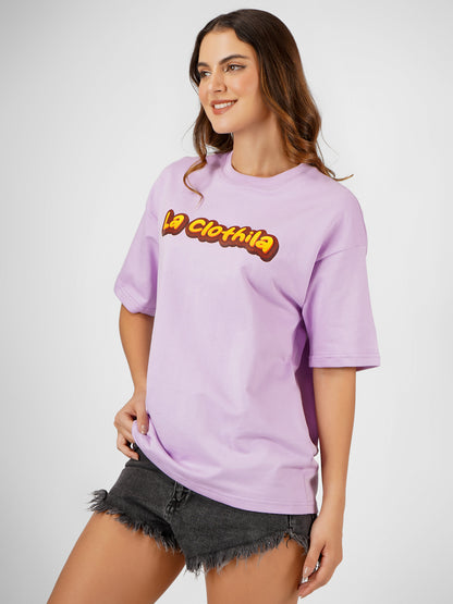 Purple Oversized Tee For Women