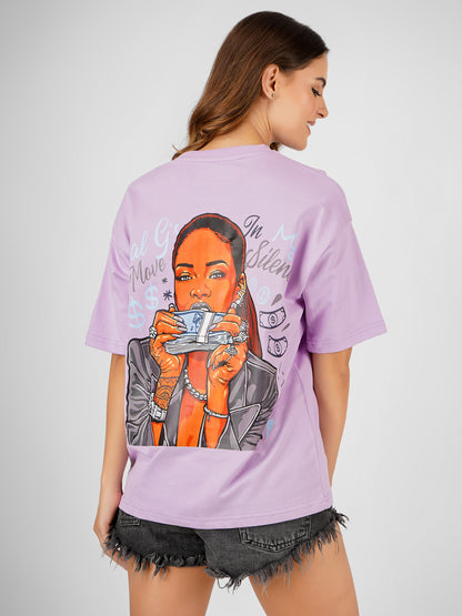 Purple Oversized Tee For Women