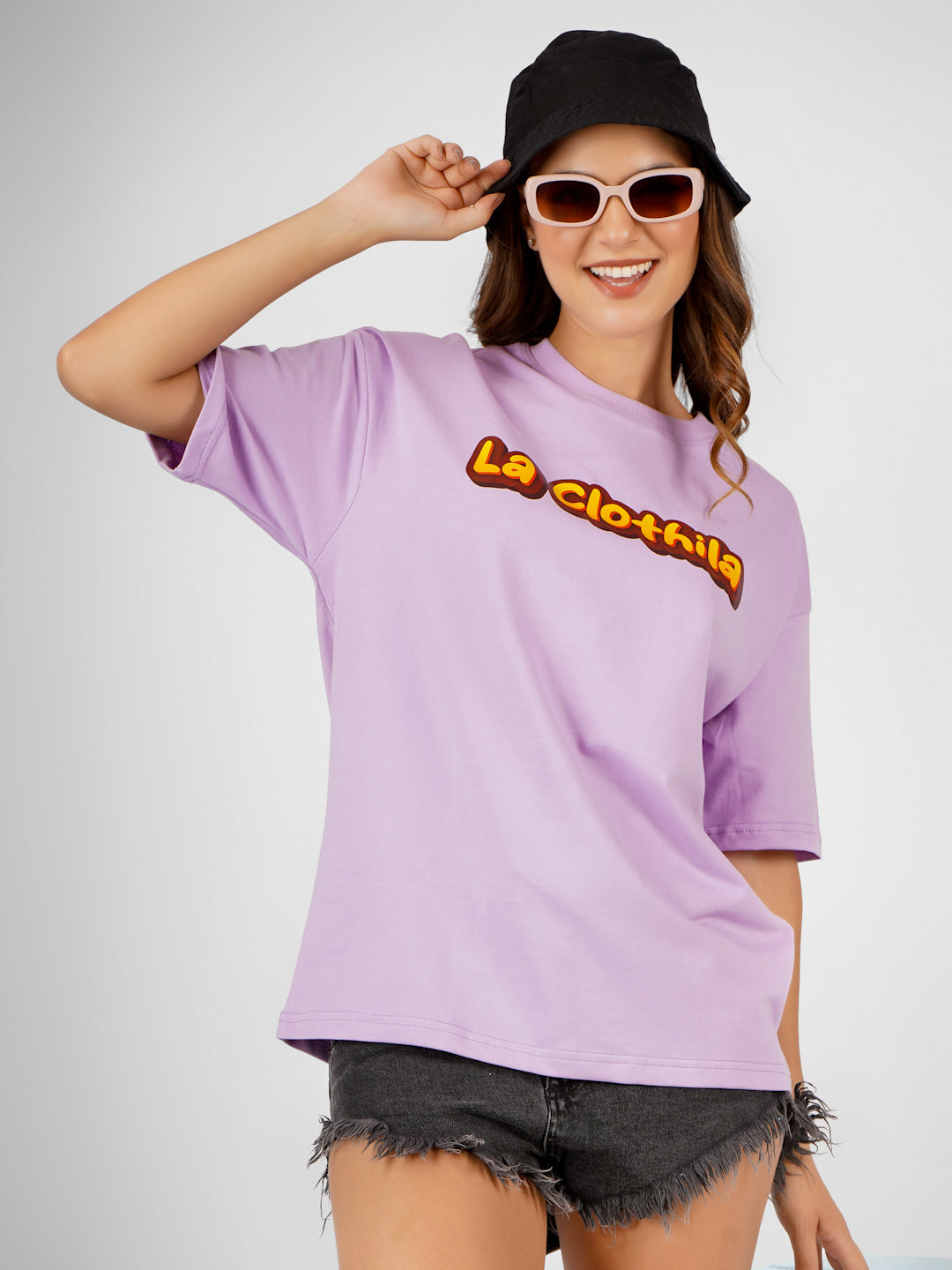 Purple Oversized Tee For Women