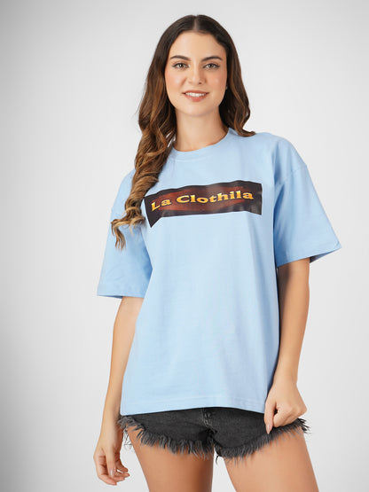 Sky Blue Oversized Tee For Women