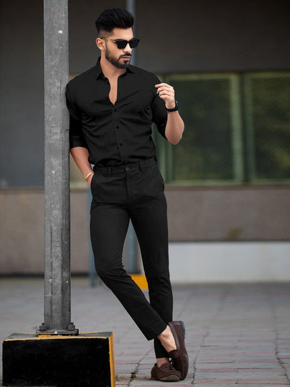 Black Plain Cotton Shirt