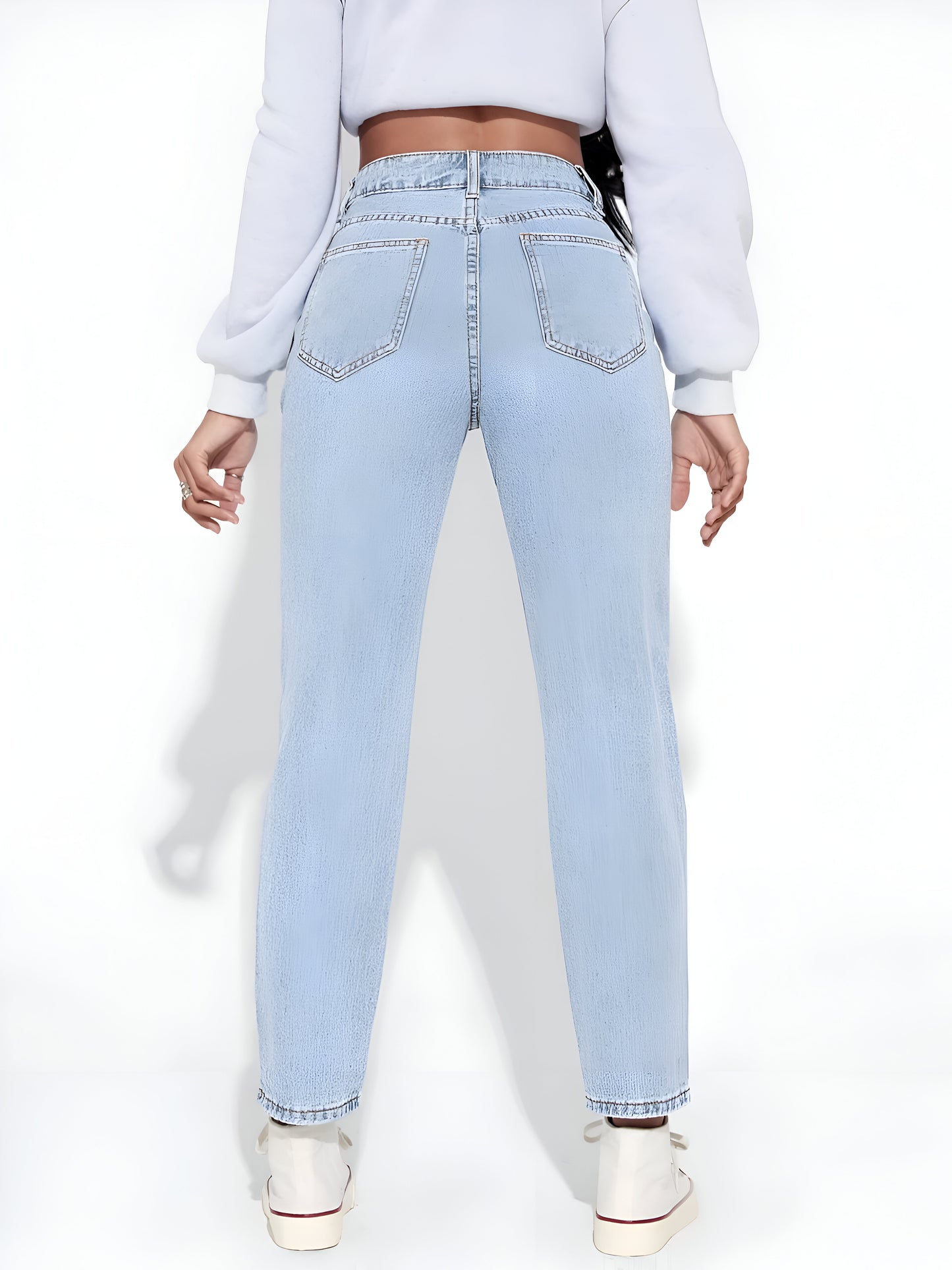 Ice Blue Denim Mom Fit Jeans For Women