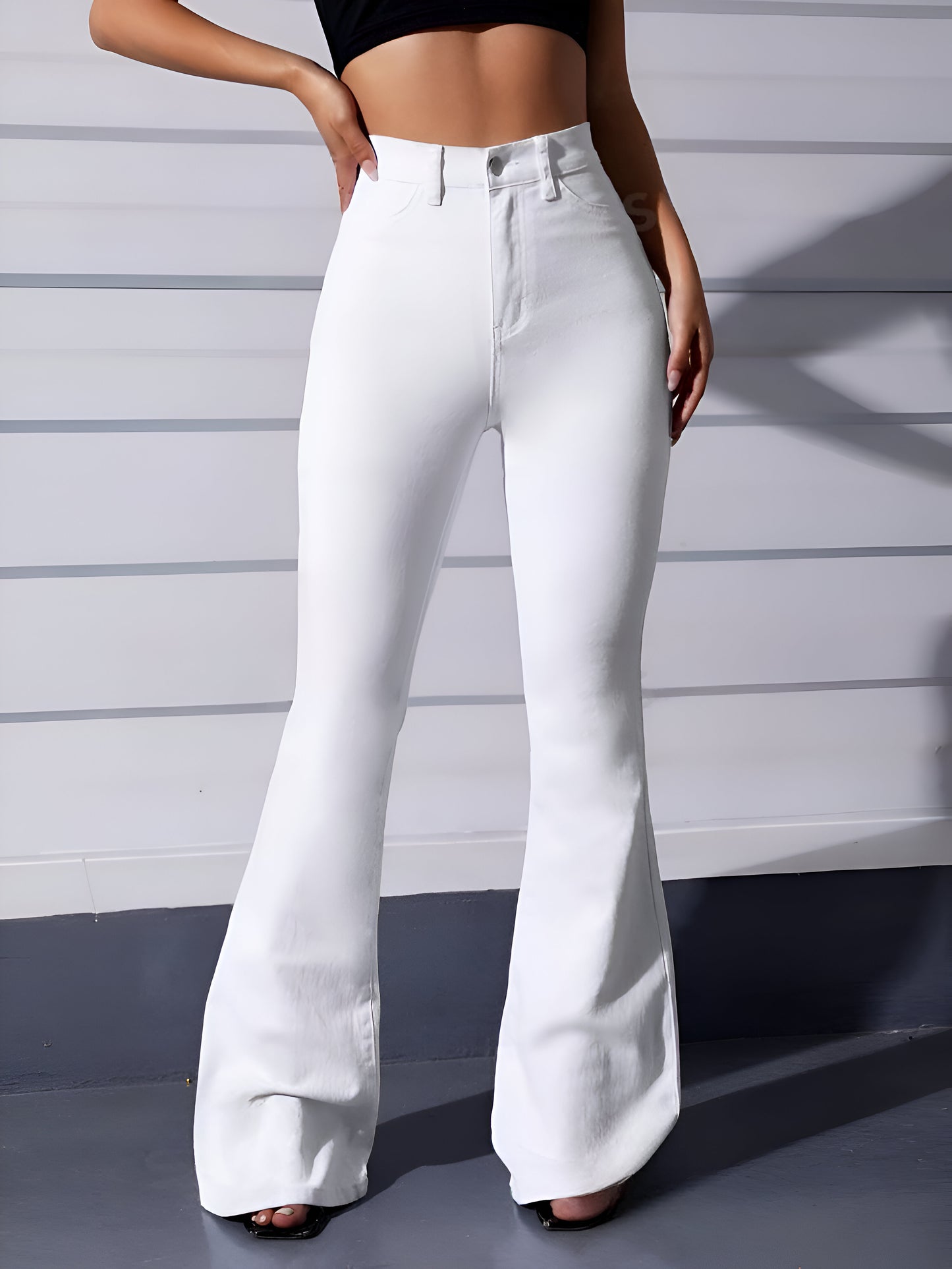 Bell Bottom Comfort Bootcut White Jeans For Women