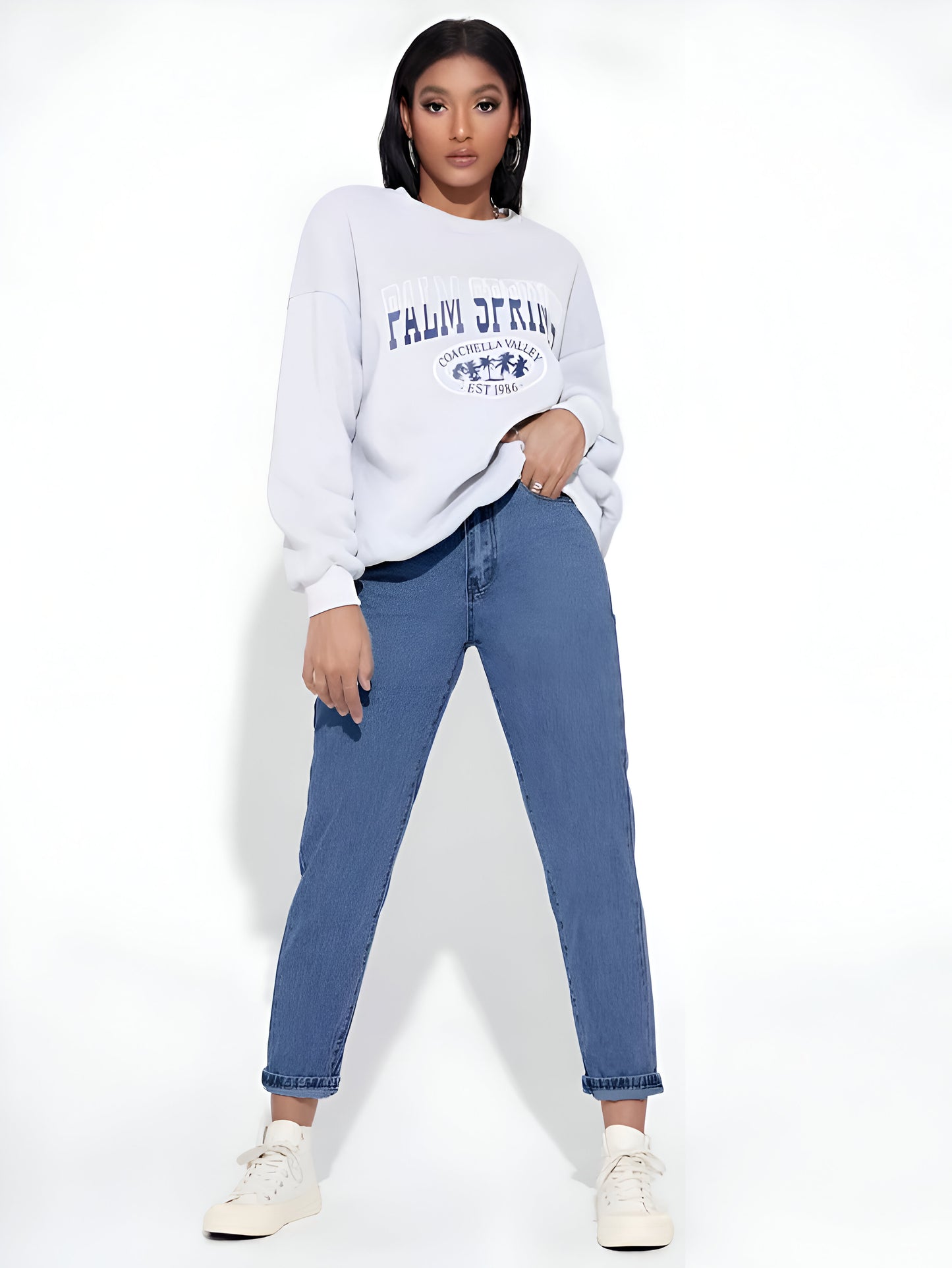 Blue Denim Mom Fit Jeans For Women