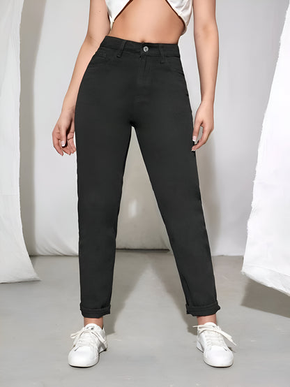 Black Denim Mom Fit Jeans For Women