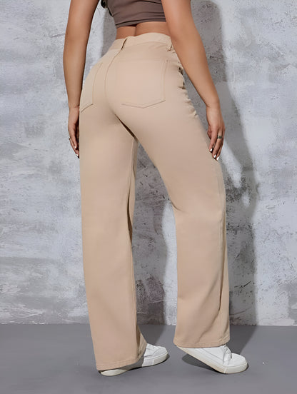 Cream Wide Leg Jeans Pant For Women