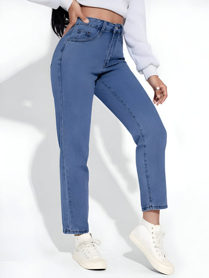 Blue Denim Mom Fit Jeans For Women