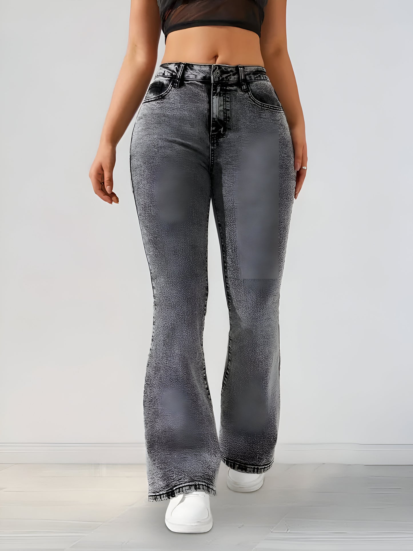 Bell Bottom Comfort Bootcut Grey Jeans For Women