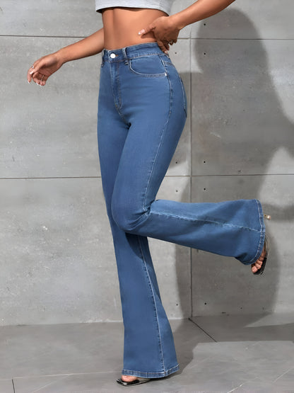 Bell Bottom Comfort Bootcut Light Blue Jeans For Women