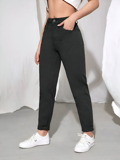 Black Denim Mom Fit Jeans For Women