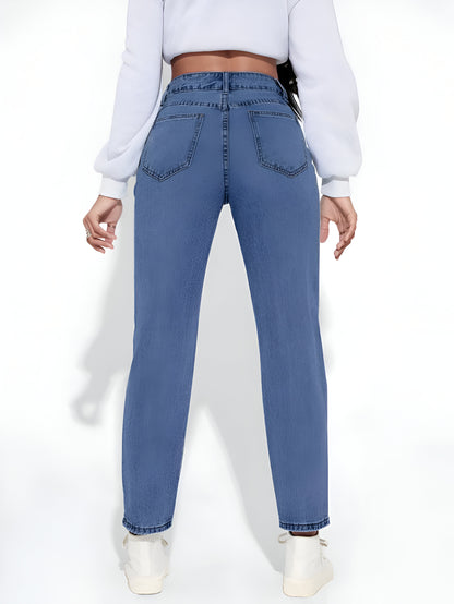 Blue Denim Mom Fit Jeans For Women