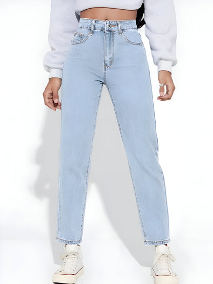 Ice Blue Denim Mom Fit Jeans For Women