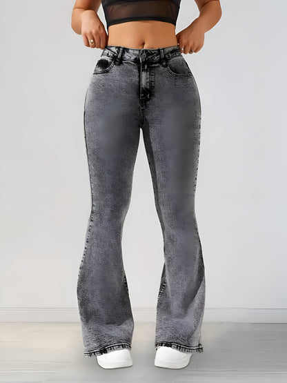 Bell Bottom Comfort Bootcut Grey Jeans For Women