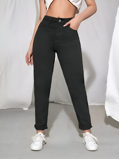 Black Denim Mom Fit Jeans For Women