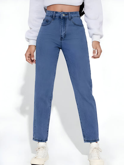 Blue Denim Mom Fit Jeans For Women