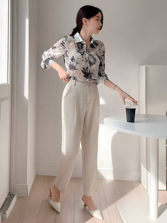 Korean Fit Cream Pant For Women