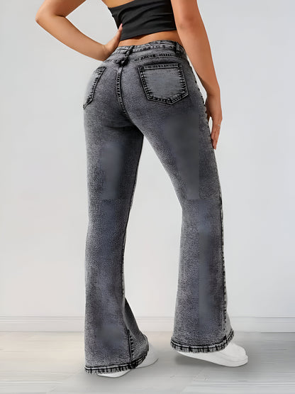 Bell Bottom Comfort Bootcut Grey Jeans For Women